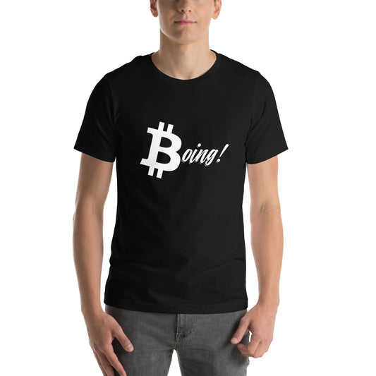 Boing! Bitcoin Tshirt - White on Black