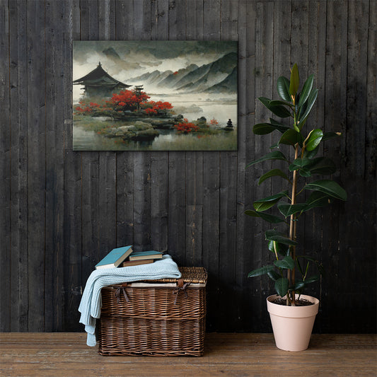 "Live with the Mountain" - Digital Print on Canvas - AI Generated Landscape