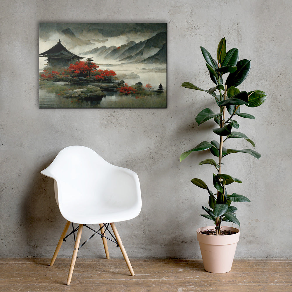 "Live with the Mountain" - Digital Print on Canvas - AI Generated Landscape